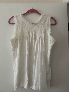 Anthropologie Meadow Rue White Embroidered Eyelet Top Boho Lace Sleeveless Small